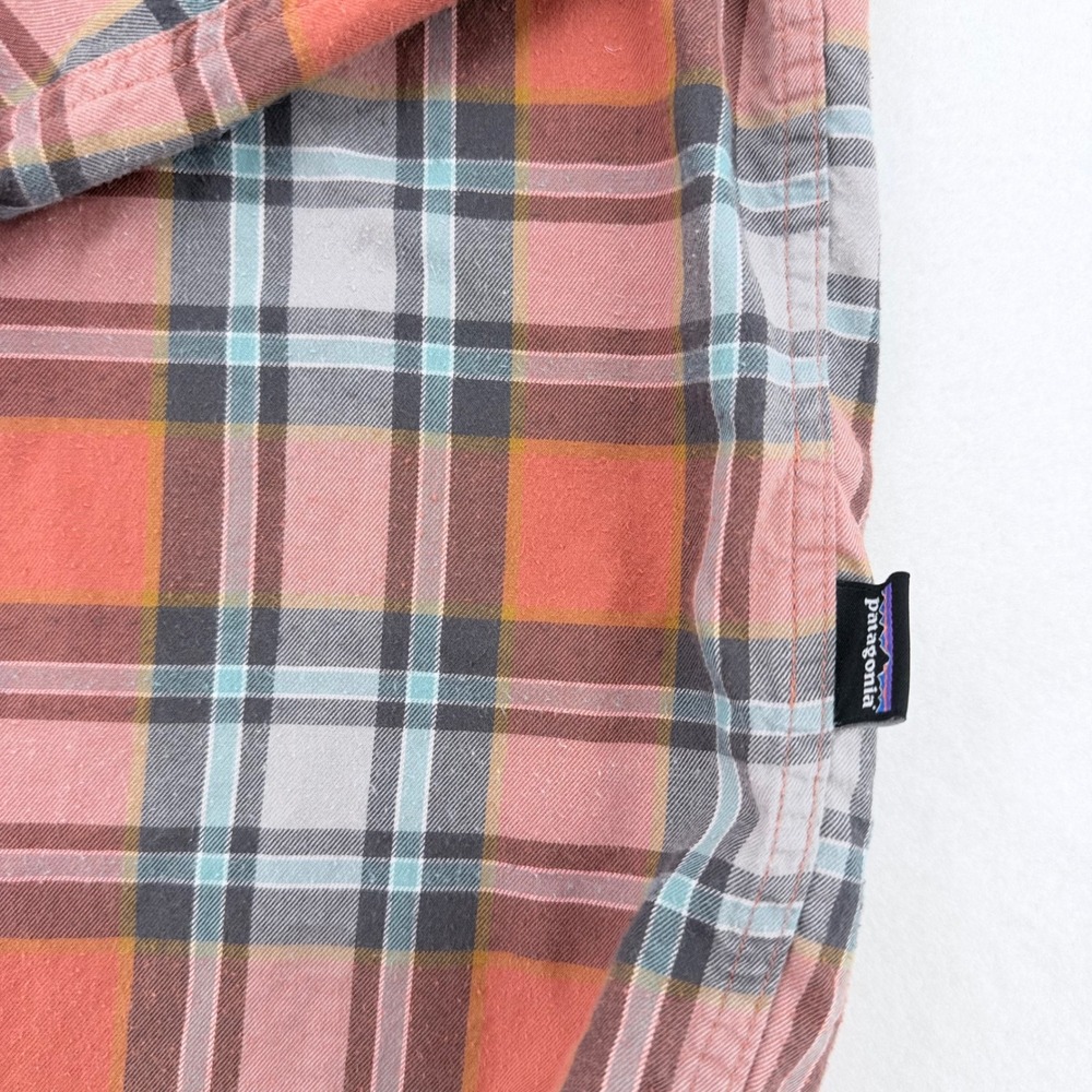 Patagonia Flannel Button Down Mens Medium Orange Plaid 53837 Excellent - Picture 4 of 8